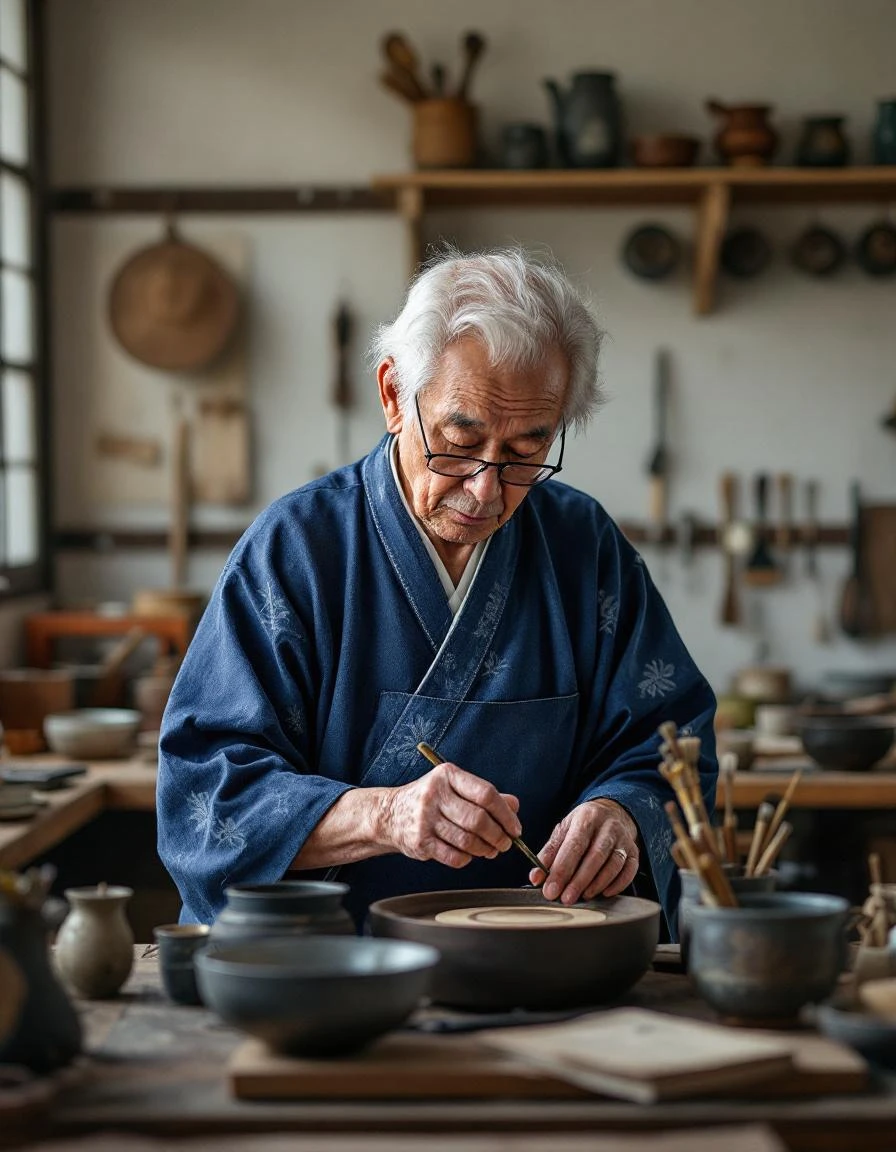 Japanese artisan at work